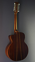 Hofner, 12-string acoustic guitar in Jumbo shape with solid spruce top and rosewood on back and sides, with cutaway and Fishman pickup, back view