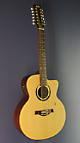Hofner 12-string acoustic Jumbo guitar, spruce, rosewood, cutaway, pickup
