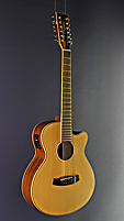 Tanglewood 12-string acoustic folk guitar, spruce (veneered), sapeli-mahogany, cutaway, pickup