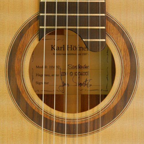 Karl Hofner, classical guitar cedar, Santos rosewood, year 2014, rosette, label