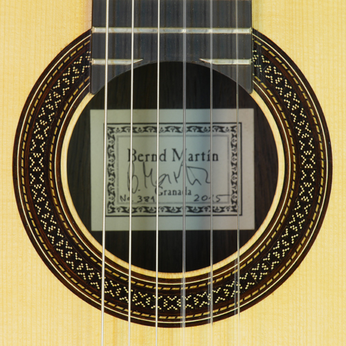 Bernd Martin classical guitar, spruce, rosewood, year 2015, rosette, label