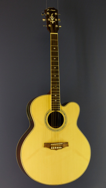 E-Chane steel-string guitar Jumbo form, spruce, rosewood, cutaway, Shadow pickup