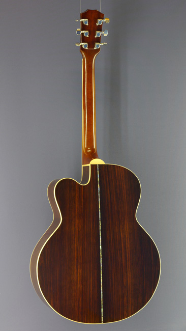 E-Chane steel-string guitar Jumbo form, spruce, rosewood, cutaway, Shadow pickup, back view